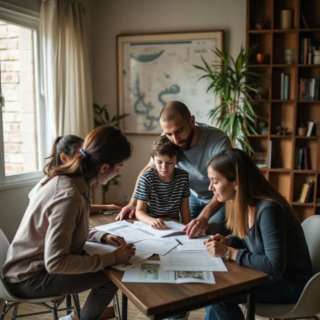 Familia argentina planificando finanzas